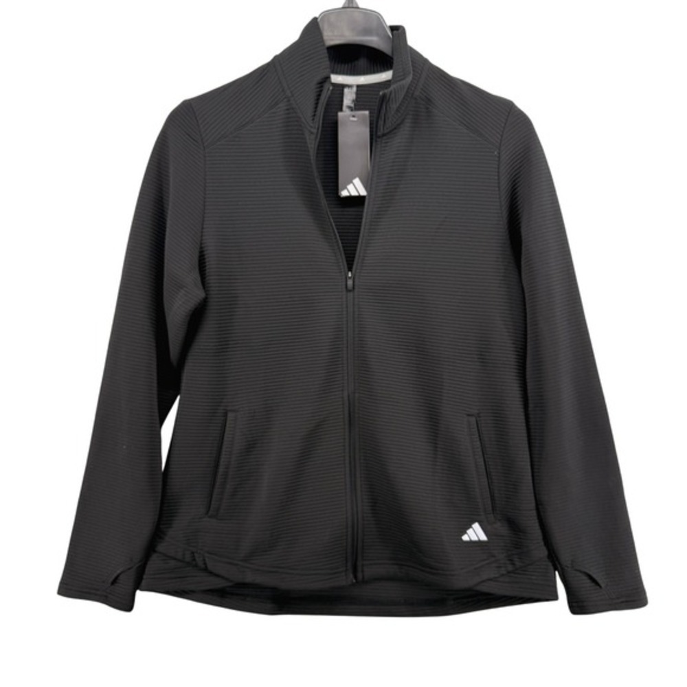 NEW Adidas‎ Track Jacket Womens XL Jacket Black Ribbed Zip ADVS20W006 Thumbhole